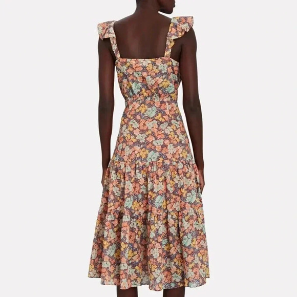 Veronica Beard Malgosia Midi Ruffle Dress - Multicolor Floral - Size 6 - Picture 2 of 12